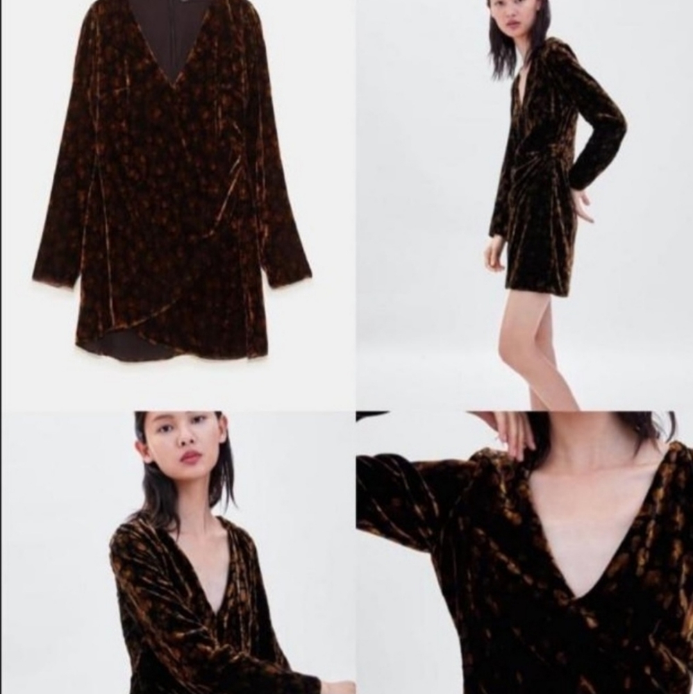 ZARA TRF COLLECTION Velvet Animal Print Dress